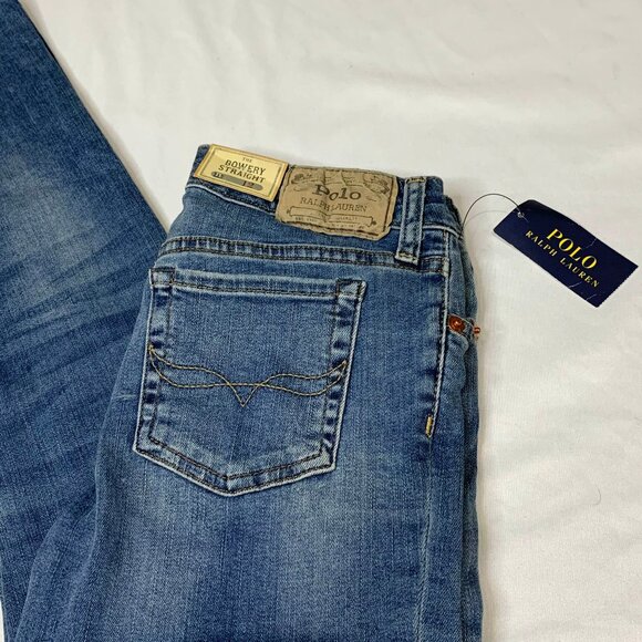 NWT VTG Y2K Polo Ralph Lauren Jeans Women's XS Blue Bowery Straight Low Rise - Picture 1 of 14